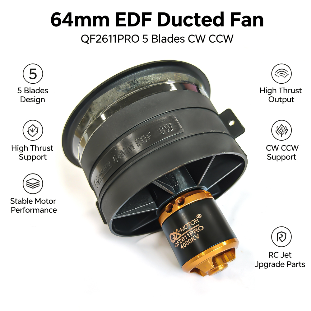 Rc Helicopter Blade - QX-MOTOR 64mm EDF 5 Blades Ducted
