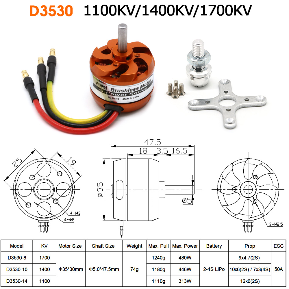 Rc Helicopter Mini - D3530 1100KV 1400KV 1700KV Brushless Outrunner