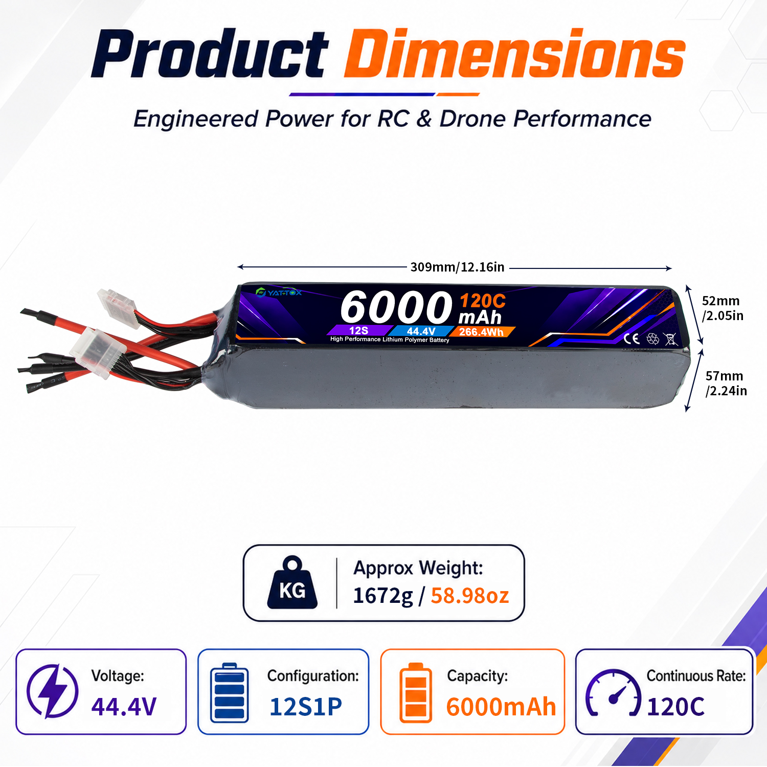 Yattox 12S 6000mAh 120C 100%LC - Rc Helicopter Large ulasan dan harga