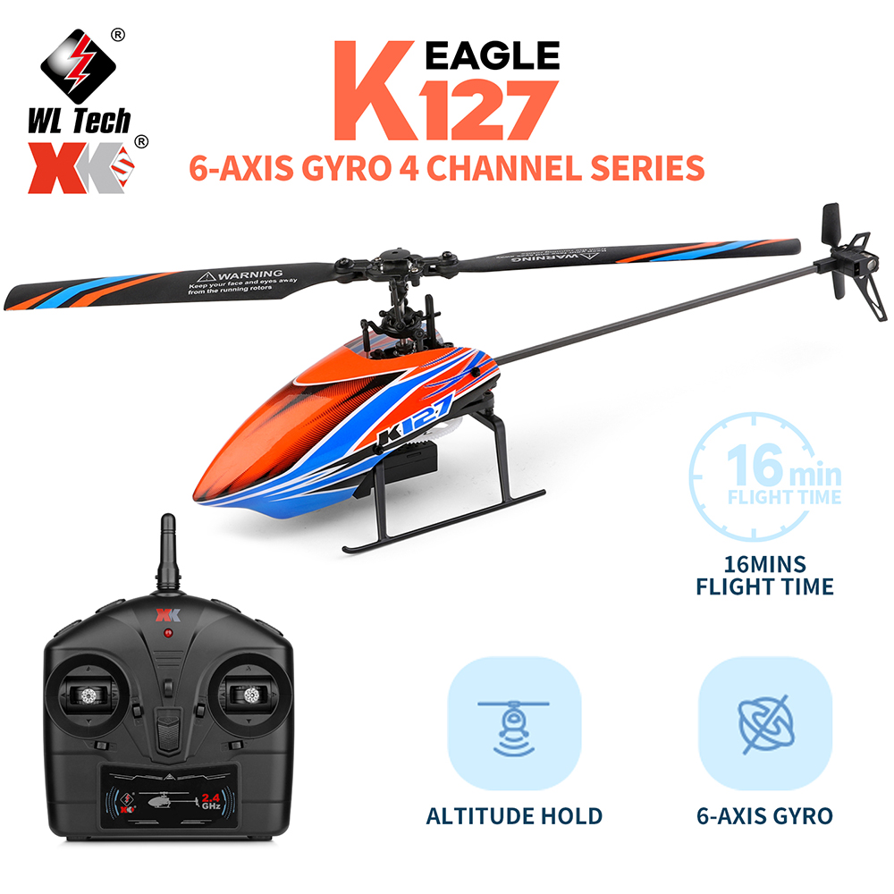 WLtoys XK K127 2.4G 4CH 6-Aixs - Rc Helicopter Single Rotor ulasan dan harga
