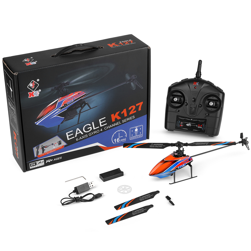 WLtoys XK K127 2.4G 4CH 6-Aixs - Rc Helicopter Single Rotor ulasan dan harga