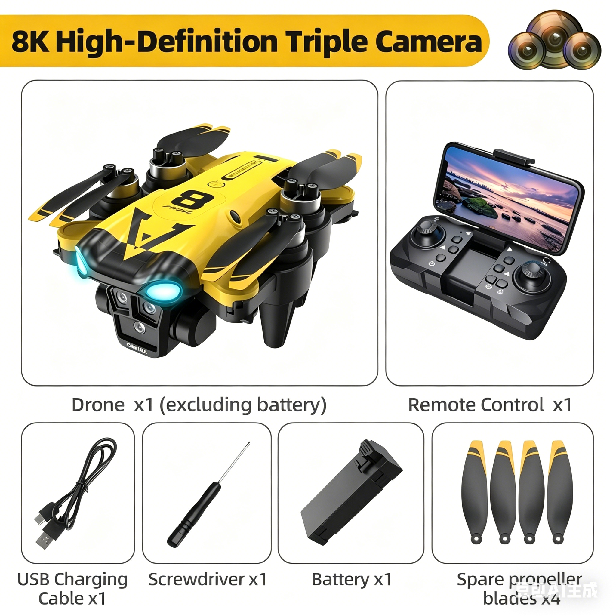 New Quadcopter with Triple Cam - Rc Helicopter Case ulasan dan harga