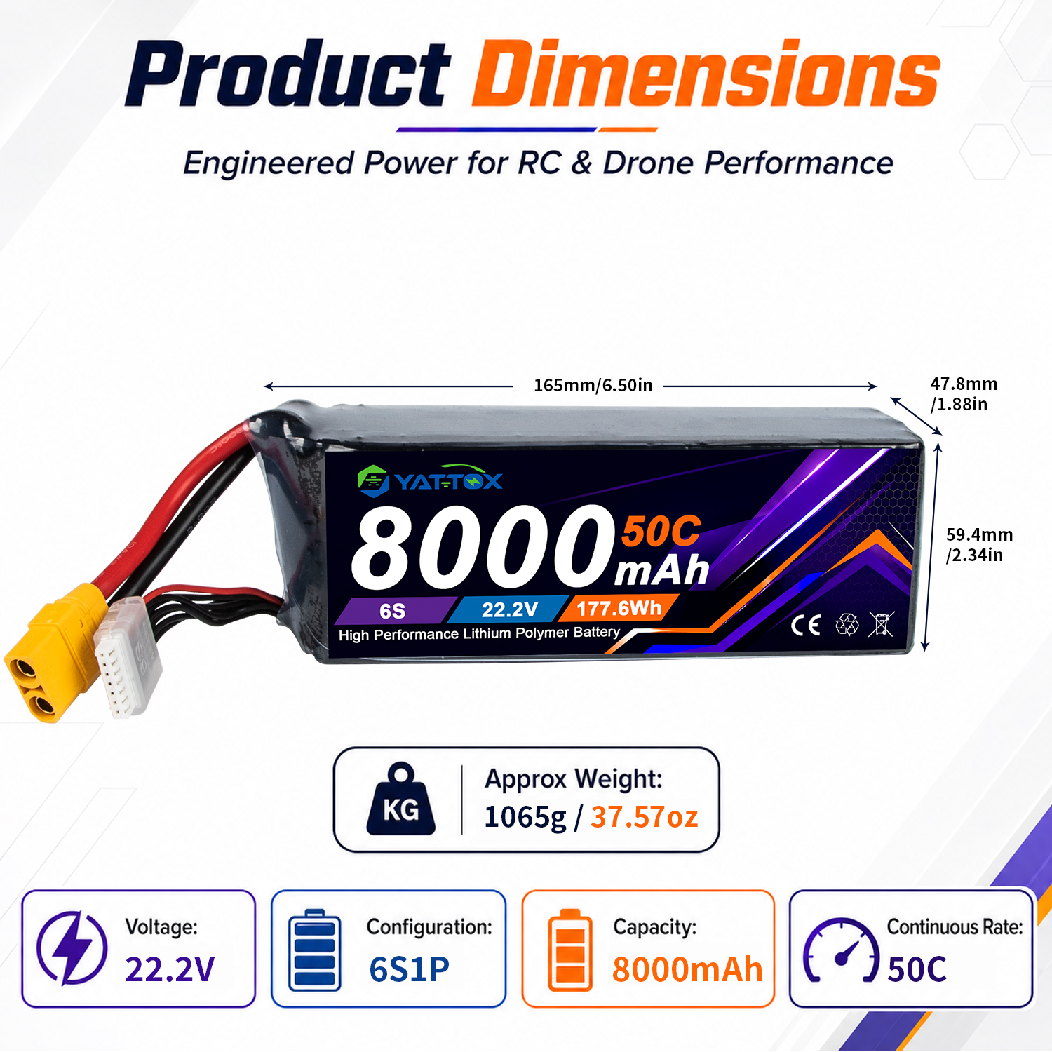 Yattox 6S 8000mAh 50C LiPo Bat - Rc Helicopter Large ulasan dan harga